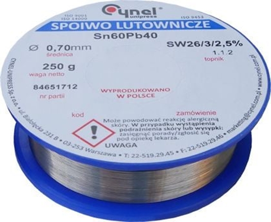 Picture of Mojeledy Cyna 1,00mm 100g SW26/3/2.5% spoiwo lutownicze (Sn60Pb40)