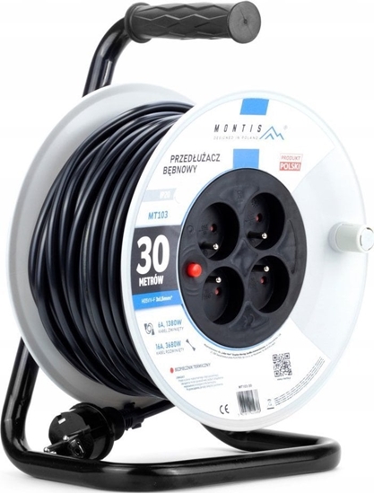 Picture of Montis Przeduacz bbnowy MT103-30 4x2p+Z IP20 16A 3x1,5 30m Montis czarny