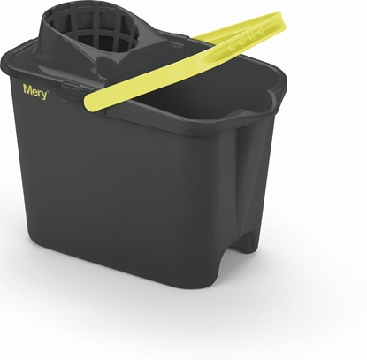 Attēls no Mop NPC Polska Mery Prostoktne wiadro 14 ltr z wyciskaczem czarne+zielone