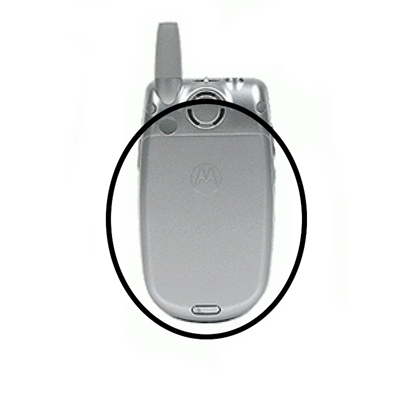Attēls no Motorola V500 V520 V525 V550 V400 V300 akumulatora vāciņš oriģinālais sudrabains