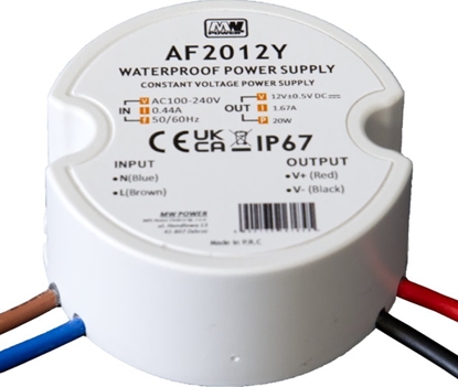 Picture of MW Power 20W 12V/1.67A round LED power supply, IP67