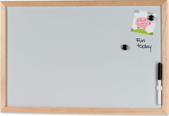 Изображение NAGA Whiteboard 60 x 40 cm magnetisk med træramme inkl. 1 marker og 2 magneter Hvid 60x1,5x40mm (1stk)