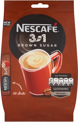Attēls no Nestle Nescaf 3in1 Brown Sugar Rozpuszczalny napój kawowy 165 g (10 x 16,5 g)
