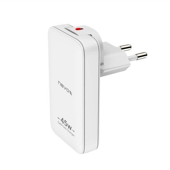 Picture of nevox 45W Dual Slim Ladegerät GaN USB-C/USB EU/US weiß