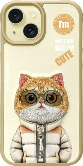 Picture of Nimmy case iPhone 15 6.1" khaki Cool&Cute 2.0 Cat