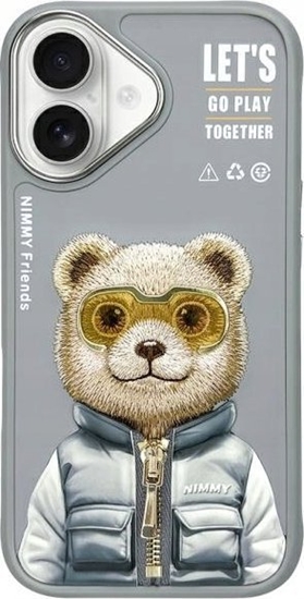 Изображение Nimmy iPhone 16 6.1" case gray/grey Cool&Cute 2.0 Bear