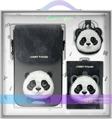 Attēls no Nimmy Zestaw 3w1 torebka na telefon + portfel + etui na lokalizator czarny/black Big Eyed Pet 2.0 Panda