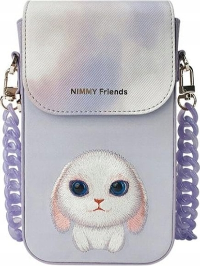 Picture of Nimmy Zestaw 3w1 torebka na telefon + portfel + etui na lokalizator fioletowy/purple Big Eyed Pet 2.0 Rabbit