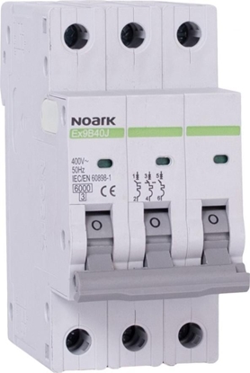 Attēls no Noark NOARK Wycznik nadprdowy typu slim, 6 kA, charakterystyka B, 10 A, 3-bieg., Ex9B40J 3P B10