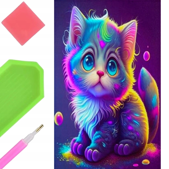 Picture of Norimpex Diamentowa mozaika Kot kolorowy neon 30x40cm 2000388