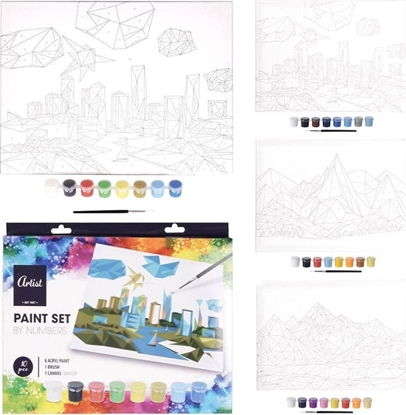 Изображение Obraz do malowania po numerach z farbkami pótno pdzel zestaw 10 el. 30x40 cm