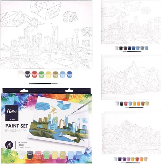 Picture of Obraz do malowania po numerach z farbkami pótno pdzel zestaw 10 el. 30x40 cm