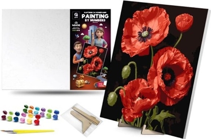 Picture of Obraz Malowanie po numerach Farby Na Ramie Czerwone Kwiaty