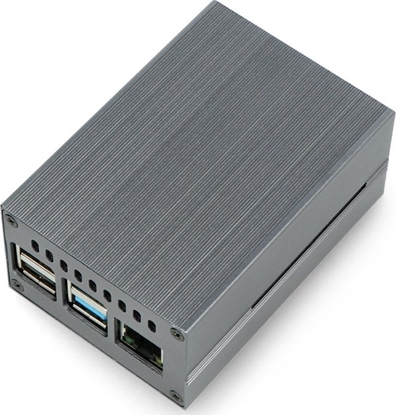 Attēls no OEM Obudowa do Raspberry Pi 4B z wentylatorem - aluminiowa - szara
