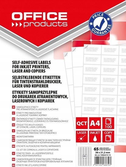 Picture of Office Products Etykiety OFFICE PRODUCTS, 38x21,2mm, biae, 100 ark.