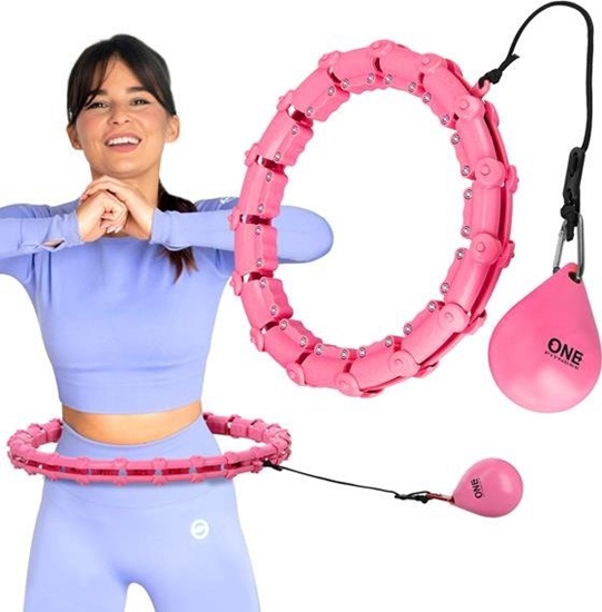 Picture of One Fitness Hula hop z wypustkami i obcinikiem OHA02 róowe