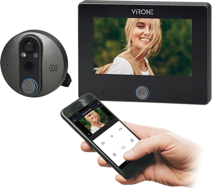 Attēls no Orno Cyfrowy wizjer do drzwi z kamer, czujnikiem ruchu, funkcj SMART i dowietleniem nocnym