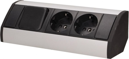 Attēls no Orno Gniazdo meblowe 2x2P+Z z wycznikiem, schuko, czarno-srebrne