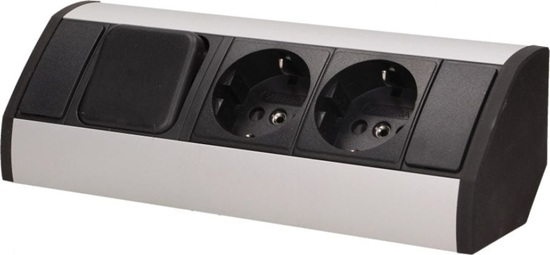 Picture of Orno Gniazdo meblowe 2x2P+Z z wycznikiem, schuko, czarno-srebrne