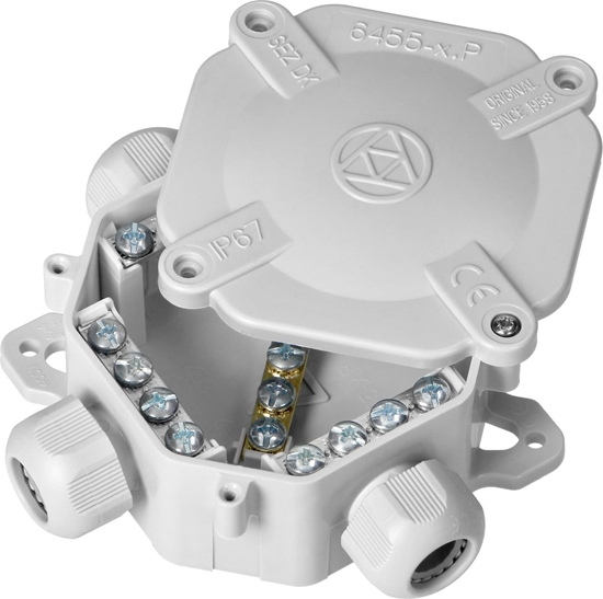 Picture of Orno Puszka Hermetyczna Orno 6455-11 5.P/2 4 dawice 122x122m IP65 szara