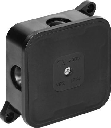 Attēls no Orno Puszka n/t ECO, IP44, 400V, 4 dawnice gumowe, 85x85x35mm, czarna,OR-JB-13806/B