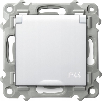 Attēls no Ospel Gniazdo bryzgoszczelne Ospel Szafir GPH-1ZZ/m/00/w z uziemieniem IP44 wieczko w kolorze wyrobu biae