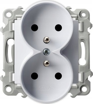 Attēls no Ospel Gniazdo podwójne z uziemieniem Ospel Szafir GP-2ZRZ/m/00 modu bez ramki biae