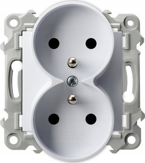 Picture of Ospel Gniazdo podwójne z uziemieniem Ospel Szafir GP-2ZRZ/m/00 modu bez ramki biae