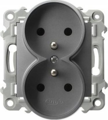 Attēls no Ospel Gniazdo podwójne z uziemieniem Ospel Szafir GP-2ZRZ/m/70 modu bez ramki szary mat