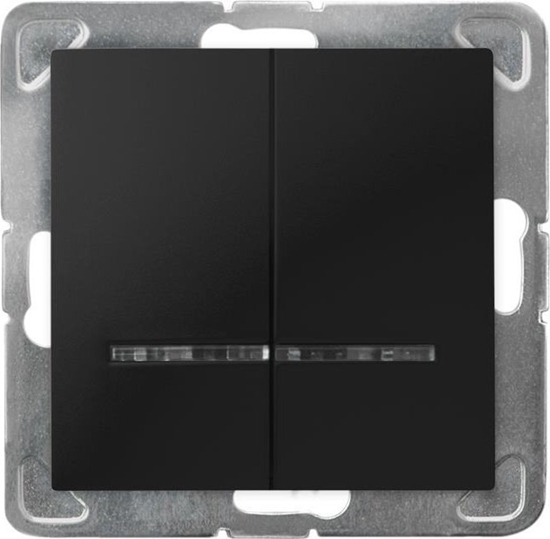 Picture of Ospel IMPRESJA cznik dwugrupowy wiecznikowy z podwietleniem niebieskim czarny metalik P-2YS/m/33