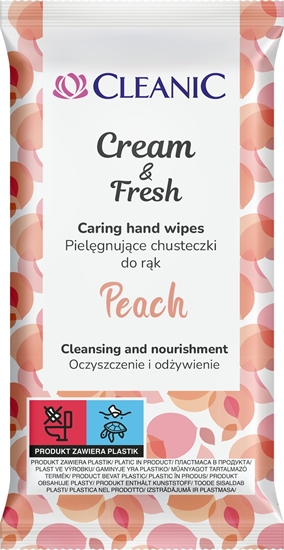 Picture of Osram Cleanic Cream&Fresh Peach Pielgnujce chusteczki do rk, 15 szt.