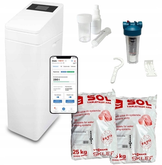 Picture of Pakiet: Stacja uzdatniania wody - AquaStilla 25 Smart+filtr mechaniczny+test kropelkowy+2x sól regeneracyjna 25kg