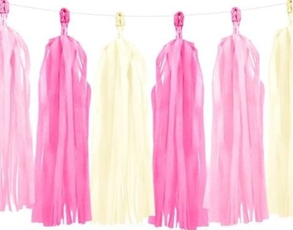 Изображение Party Deco Girlanda frdzle DIY, róowy i óty mix, 1,5 m. uniwersalny