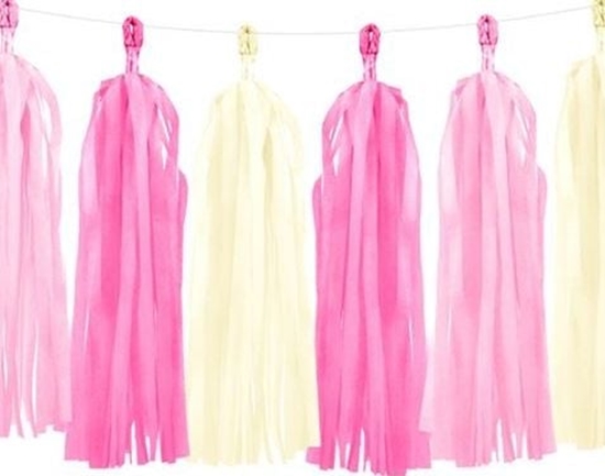 Изображение Party Deco Girlanda frdzle DIY, róowy i óty mix, 1,5 m. uniwersalny