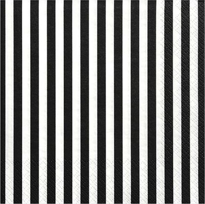 Изображение Party Deco Serwetki papierowe, czarne paski, 33x33 cm., 20 szt. uniwersalny
