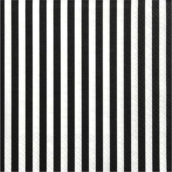 Изображение Party Deco Serwetki papierowe, czarne paski, 33x33 cm., 20 szt. uniwersalny