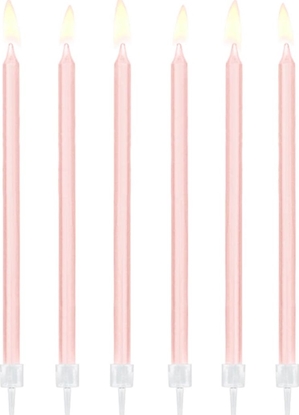 Picture of Party Deco wieczki urodzinowe jasnróowe - 14 cm - 12 szt. uniwersalny