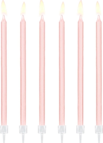 Picture of Party Deco wieczki urodzinowe jasnróowe - 14 cm - 12 szt. uniwersalny