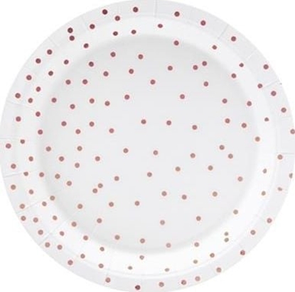Изображение Party Deco Talerzyki papierowe, kropki, biae, rednica 18 cm, 6 szt. uniwersalny