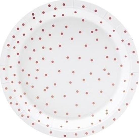 Изображение Party Deco Talerzyki papierowe, kropki, biae, rednica 18 cm, 6 szt. uniwersalny