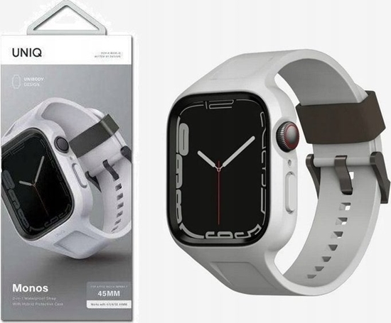 Изображение Pasek + etui UNIQ Monos 2in1 Apple Watch 4/5/6/7/8/9/SE 44/45mm szary/chalk grey