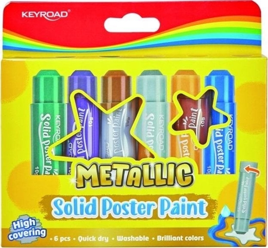 Изображение PBS Connect Farby plakatowe KEYROAD w sztyfcie metaliczne 6 kolorów x 10g