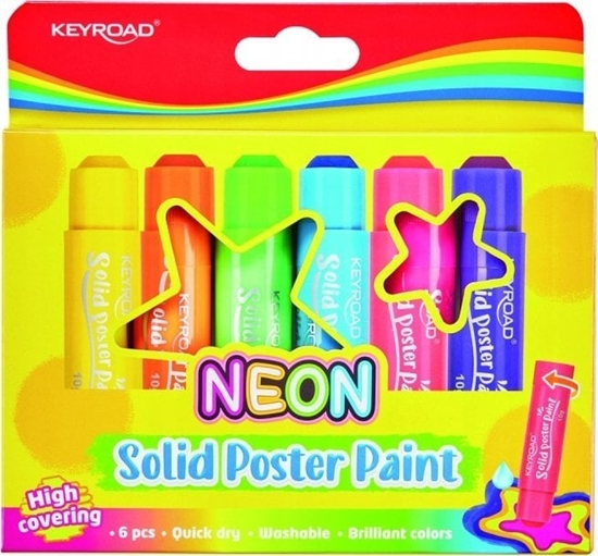 Изображение PBS Connect Farby plakatowe KEYROAD w sztyfcie neonowe 6 kolorów x 10g
