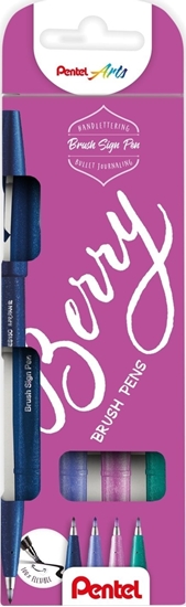 Picture of Pentel Fineliner Pentel SES15B-4 Brush Sign Pen BERRY - (4 stk.)