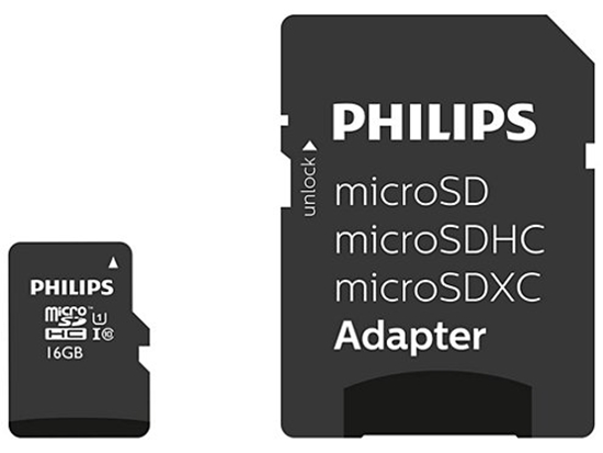 Изображение Philips MicroSDHC 16GB class 10|UHS 1 + Adapter