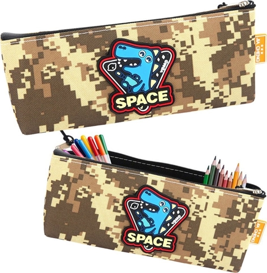 Picture of Piórnik Przybornik Kosmiczny Dinozaur Piksele Khaki 20x8cm LEAN