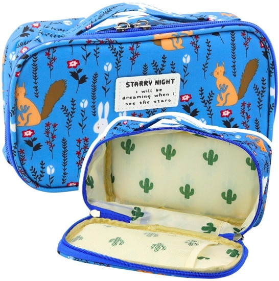 Picture of Piórnik Szkolny Organizer Kosmetyczka Dodatkowa Kieszonka Niebieski 22,5cm LEAN