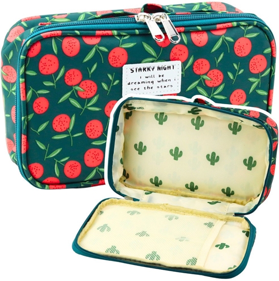 Picture of Piórnik Szkolny Organizer Kosmetyczka Kieszonka Winie Zielony 22,5cm LEAN