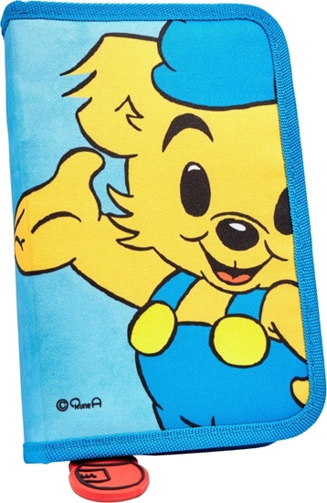 Picture of Piórnik Vrige Bamse Filled single decker pencil case, 300D nylon, 20 x 12.8 x 3 cm with 8 triangular col. pencils, 1 triangular pencil, sharpener, 15 cm ruler, 1 big eraser 13 x 4.5 x 1 cm. Packed closed/zipped in polybag.