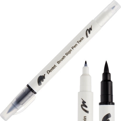 Attēls no Pisak Brush Pentel Dwustronny Czarny SESW30C-T101